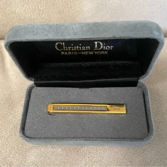 CHRISTIAN DIOR *Rare* 1990’s Vintage Two Toned Tie Clip / Scarf Clip - Picture 2 of 7
